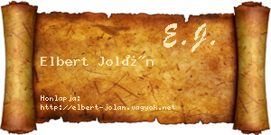 Elbert Jolán névjegykártya